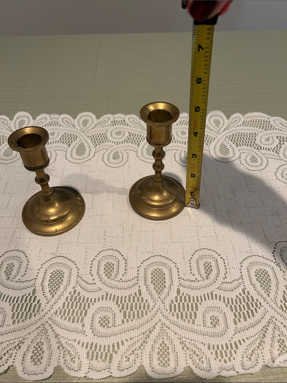 Set of 2 Brass Candle Holders with twisted taper candles. See pics for sizes - Picture 11 of 11